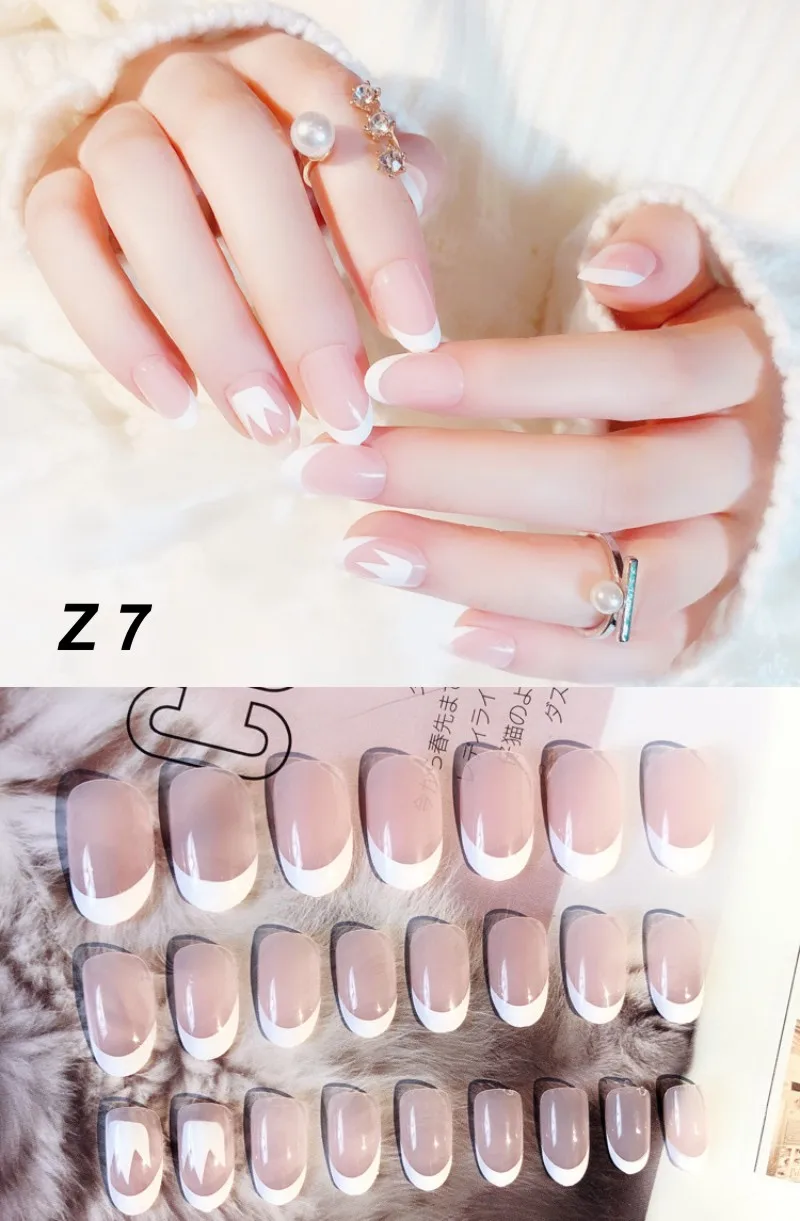 24 Pcs/Set False Nails Full Cover Artificial Fake Nails Press On Tips Painted Design Stickers Short Art Tips with Color Cute Red - Цвет: Z 7