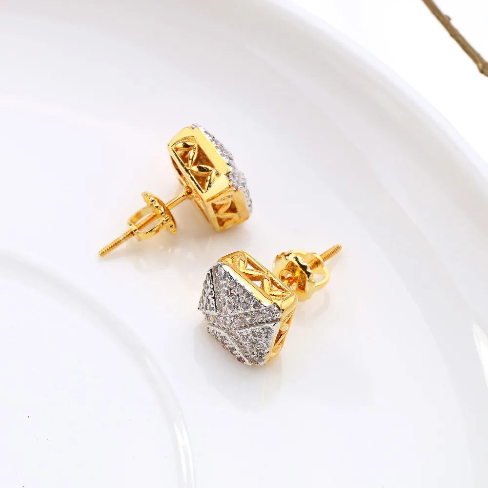 Женские и мужские серьги гвоздики с квадратным крестом фианитом|cute jewelry|screw backstud