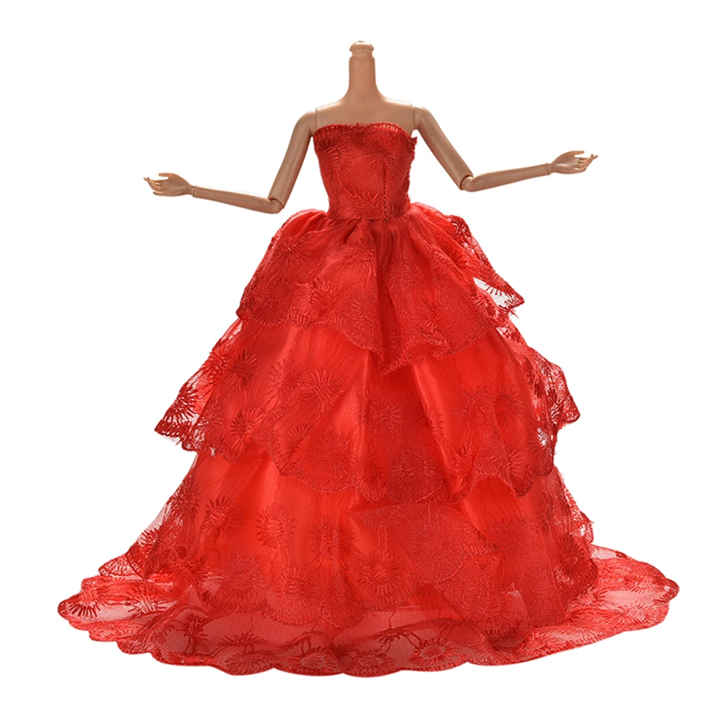 1 шт./лот Свадебное платье ручной работы красного цвета Одежда для куклы Наряд