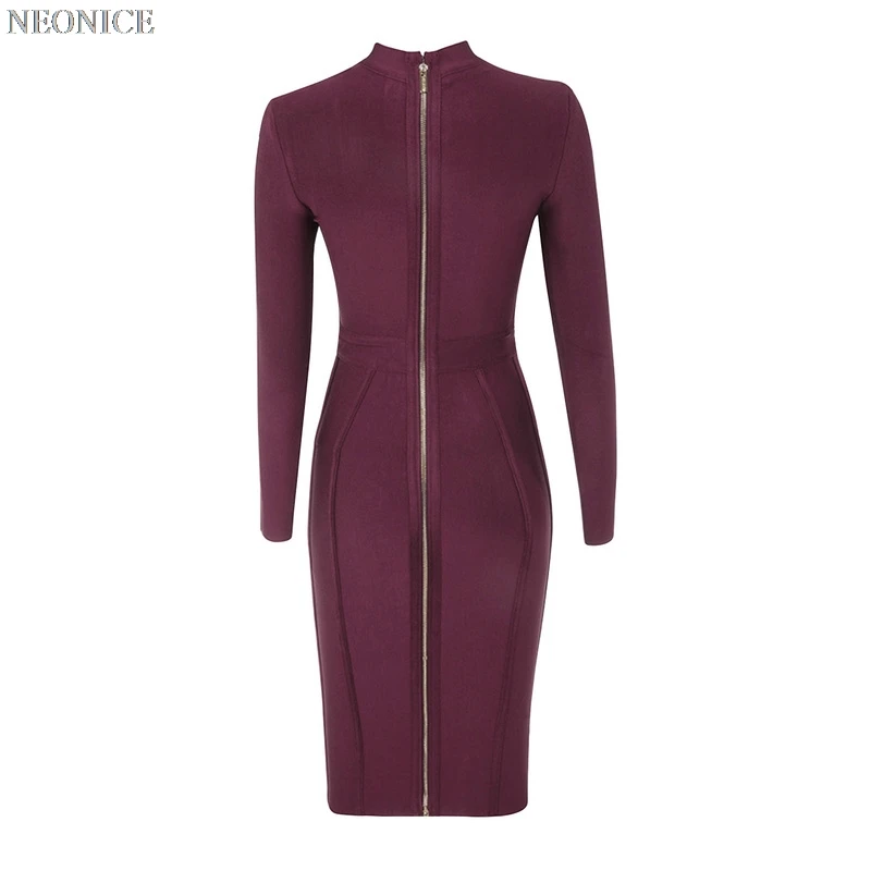 2019 new woman Elastic bandage dress tight nightclub socialite birthday party fashion sexy package leisure purple long sleeves | Женская