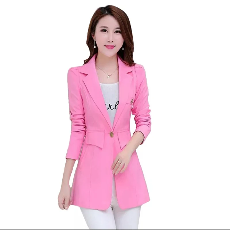 

2021 Spring Autumn Blazer Women New 7 Colors One Button Green Black White Cotton Jacket Womens Slim OL England Blazers Feminino