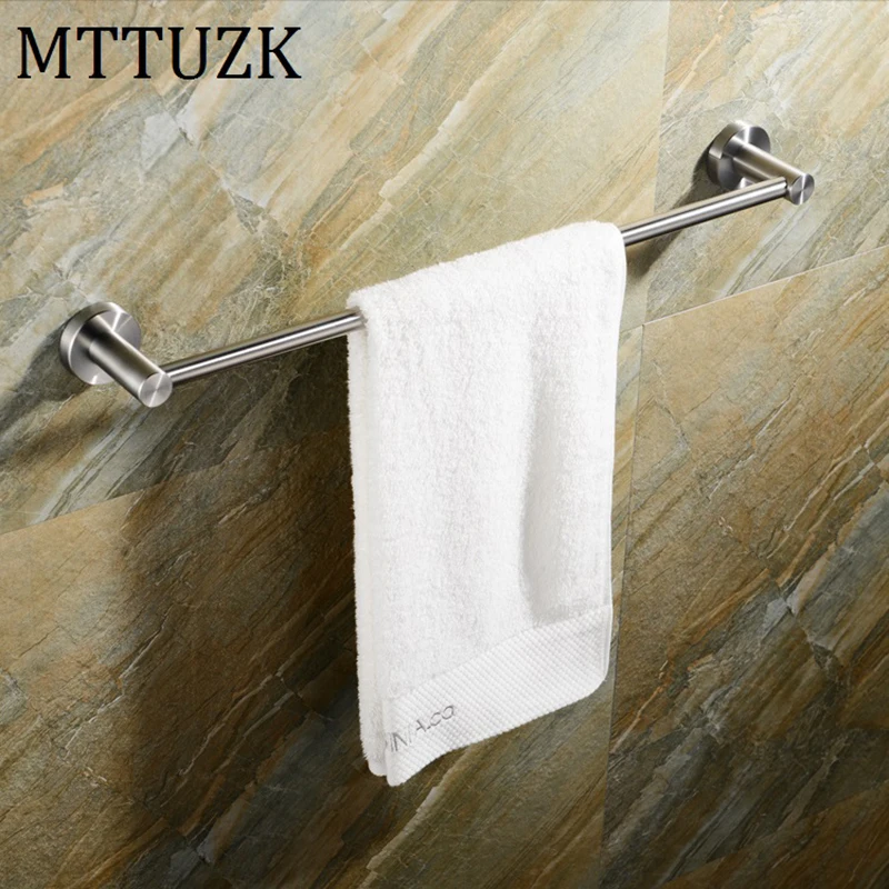 MTTUZK Top Quality 304 Stainles Steel brushed round Single Towel Bar Bath Holder Ring Bathroom Accessories 500mm | Обустройство дома