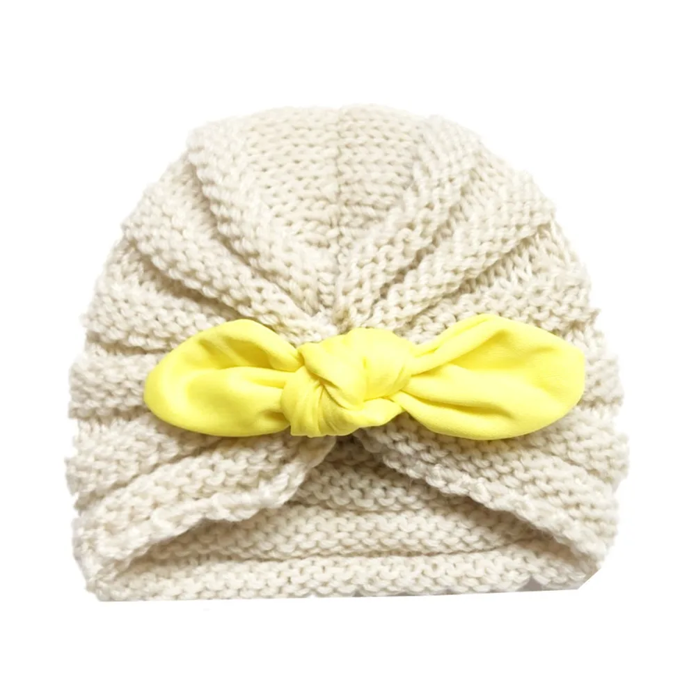 Fashion Baby Donut Hat Newborn Cap With Bowknot Elastic Knitted Beanie Multicolor Infant Turban Hats 1 PC | Детская одежда и обувь