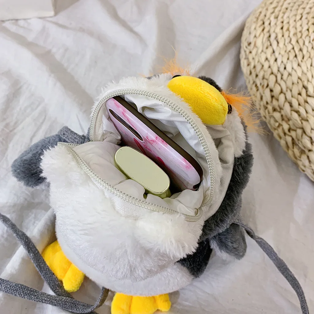 Penguin Doll Fashion Women Girl Cute Fat Penguin-Like Bags Plush Crossbody Bags Weird Bags Girls Boys Doll Bag@39@20