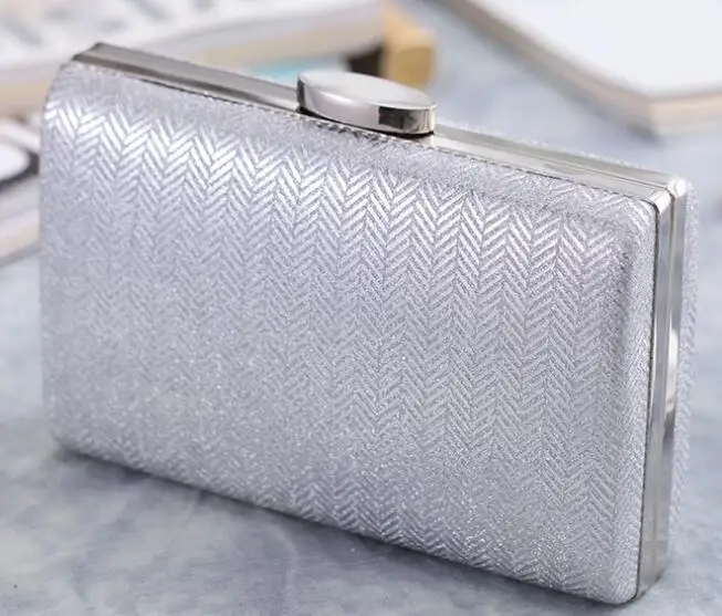 Silver Evening Bags Бутик De FGG Европейская и американская мода с узором в елочку женские вечерние сумки цвета шампанского металлический клатч Сумочка Кошелек - Цвет: Silver Evening Bags