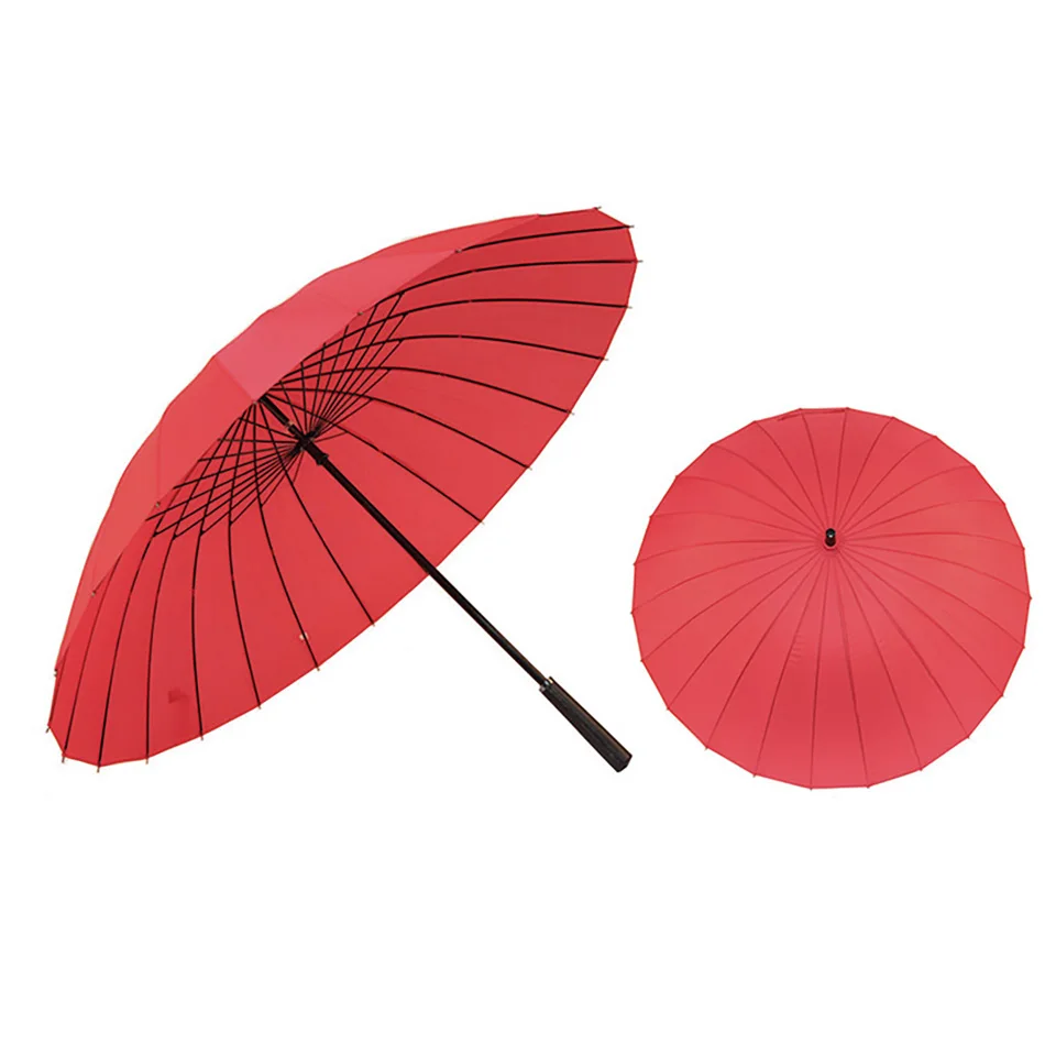 Red Umbrella Зонт с длинной ручкой, мужской, женский, 111 см, 24 K, большой зонт, ветрозащитный, мужской, женский, водонепроницаемый, для солнечного и дождя - Цвет: Red Umbrella