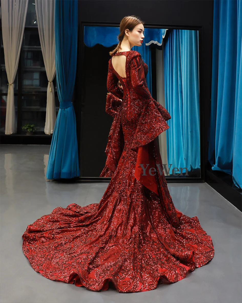 Красное роскошное вечернее платье Vestidos De Fiesta De Noche, сексуальное вечернее платье с v-образным вырезом, Длинное Элегантное официальное платье русалки YM20250