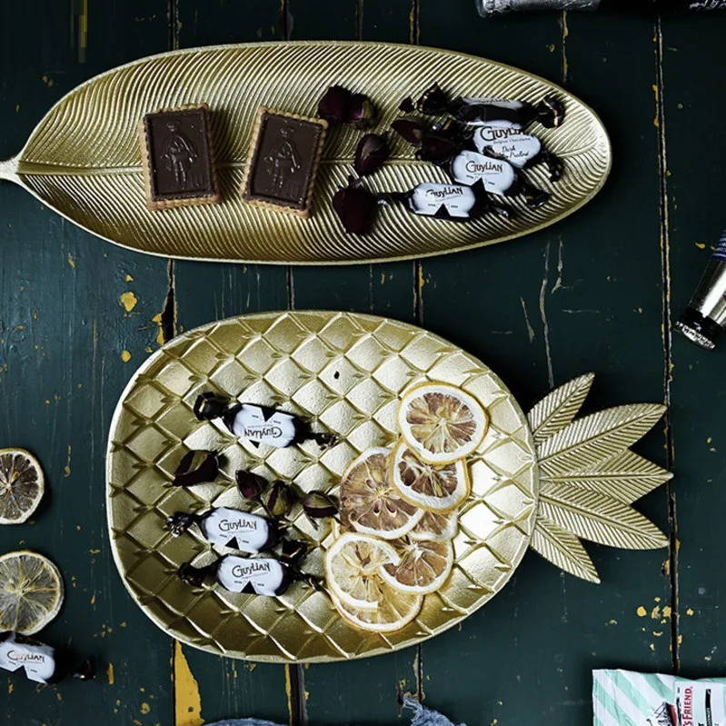 Golden Pineapple Wooden Dessert Fruit Plate Tray Geometry Pineapple Pallet Pallet Fruit Plate Home Decoration Plate R1622