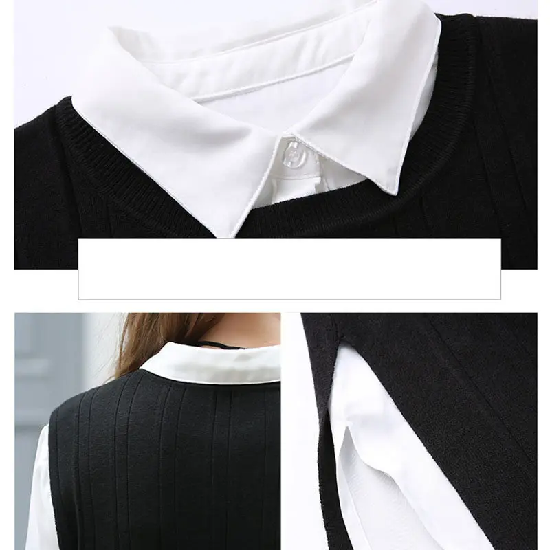 

College Wind Knit Dress Women's Long Sweater Vest Dress 2018 Autumn Winter New Korean Fashion Sleeveless Sweater Dress LQ434