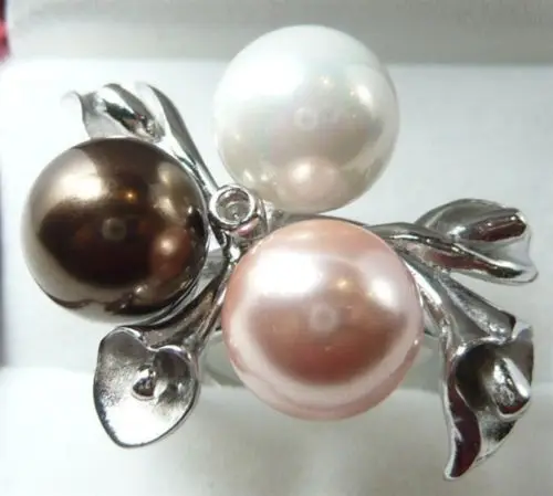 Горячая продажа &gt @ красивый 8 мм белый кофе и розовый жемчуг смешанные цвета 18 KGP