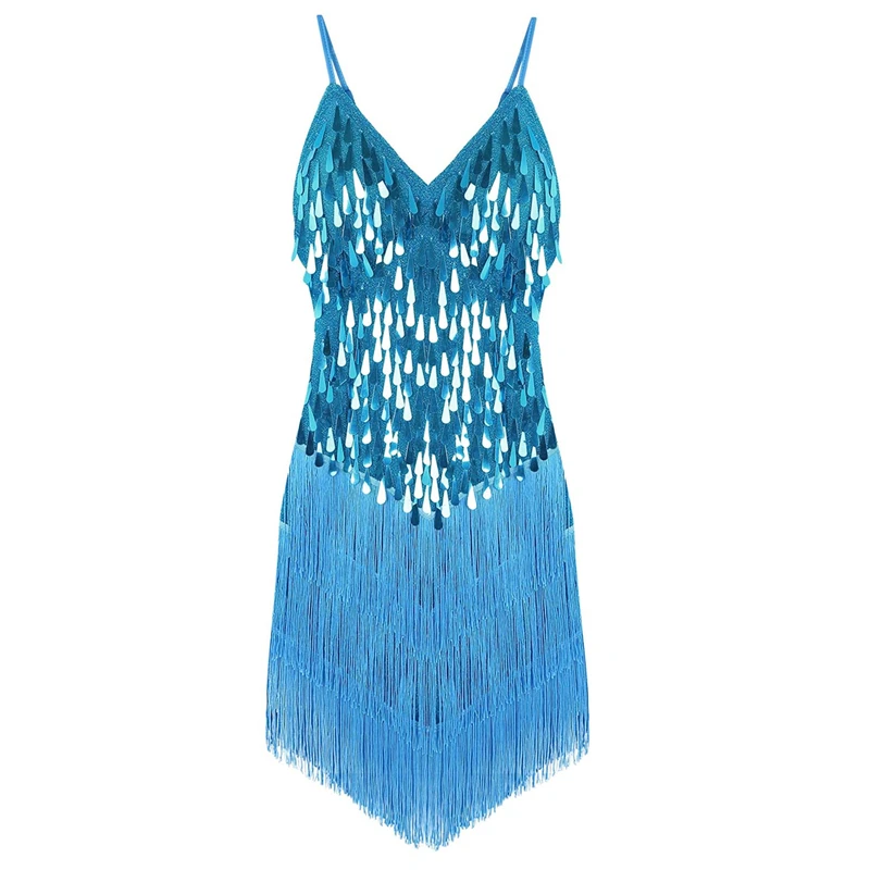 TiaoBug Женская Блестящая бахрома с блестками танцевальное платье для вечеринки платья ритм Бальные Самба Румба Танго сцена Сальса взрослый латинский танец платье