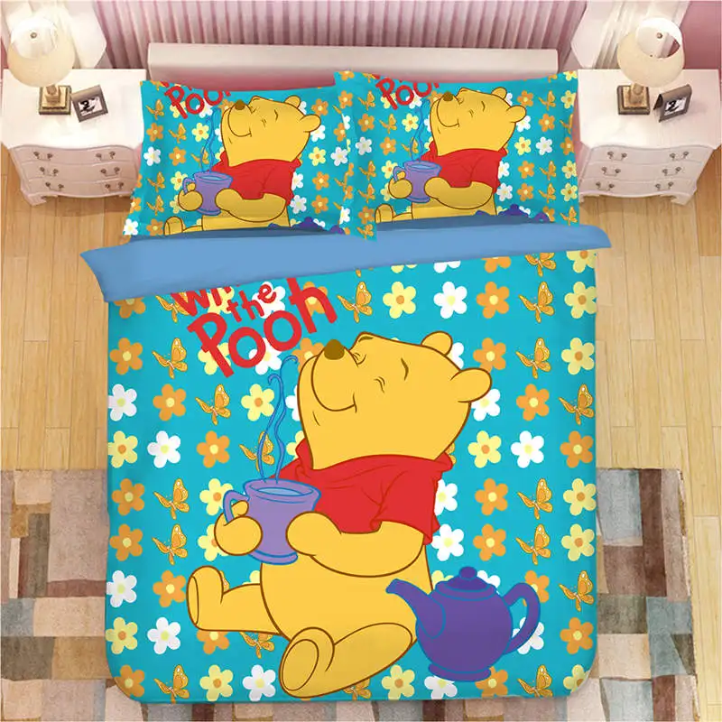 Winnie the Pooh 5 Комплект постельного белья с Винни-пухом, двойной размер, пододеяльник, пододеяльник для детей, для спальни, decora, для мальчиков, двуспальная кровать, односпальные, королева, покрывала, 3 шт - Цвет: Winnie the Pooh 5