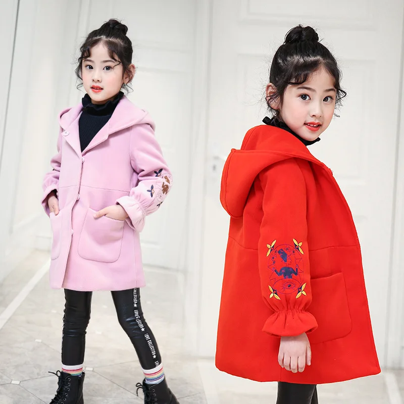 Детское шерстяное пальто для девочек однобортный Блейзер верхняя одежда