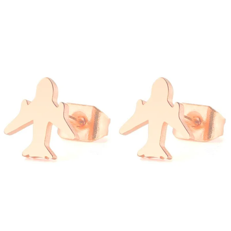 Женские серьги-гвоздики из нержавеющей стали в виде самолета |