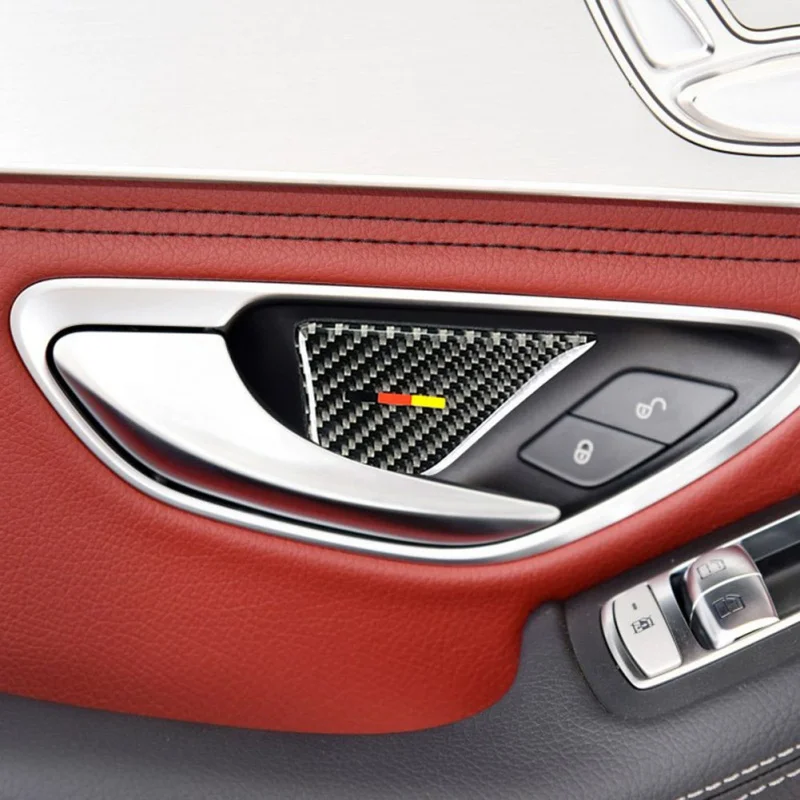 4 шт. наклейки из углеродного волокна на внутреннюю дверную ручку Mercedes C Class W205 C180