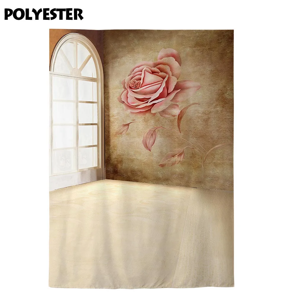 Фотофон Funnytree для фотостудии с розами в комнате окна винтажный День Святого