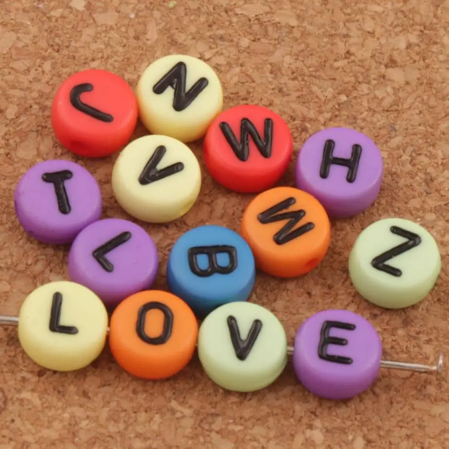 

350pcs Round Colorful 26 Alphabet Letter Acrylic Spacer Beads 7mm L3024 Spacers Jewelry DIY