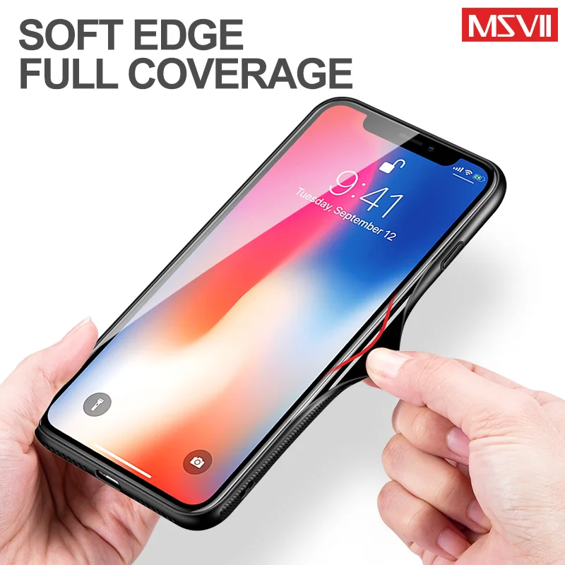 MSVII крышка для iPhone х чехол Роскошный банк Apple iPhonex ТПУ Край Закаленное Стекло 10