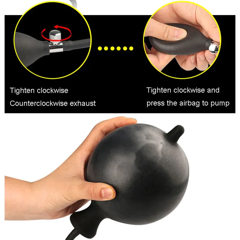 Silicone Inflatable Pump Anal Plug Super Large Expandable Dilator Butt Plugs Max 12cm Balls Sex Toys For Women Men Gay | Красота и