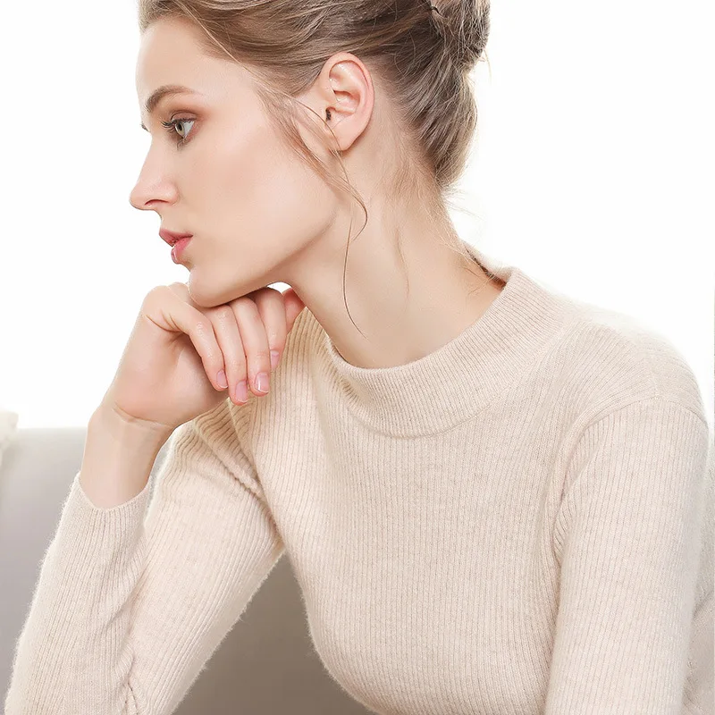 GABERLY из мягкого хлопка Knitt ящик полосы Свитеры с высоким воротом и пуловеры для