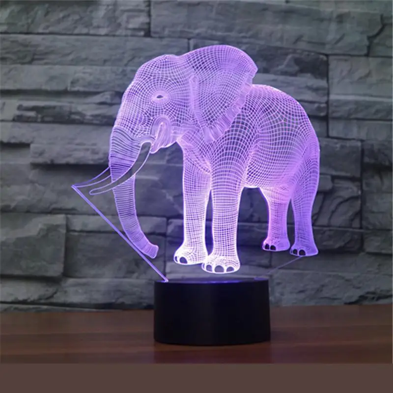 Оптовая Продажа Слон 7 Красочные 3d огни Сенсорное видение свет градиент
