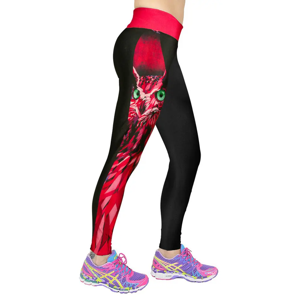 Женские леггинсы с цифровым принтом облегающие Стрейчевые Леггинсы Совы/стены и