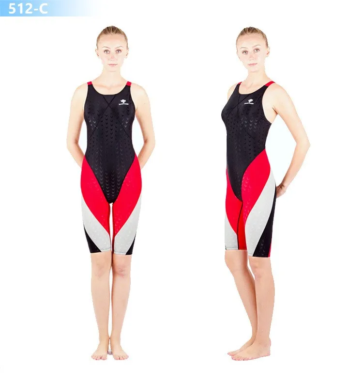Professional One Piece Competition Swimsuit Women Racing Sport Neck to Knee Athletic Training Swimwear Plus Size Bathing Suit