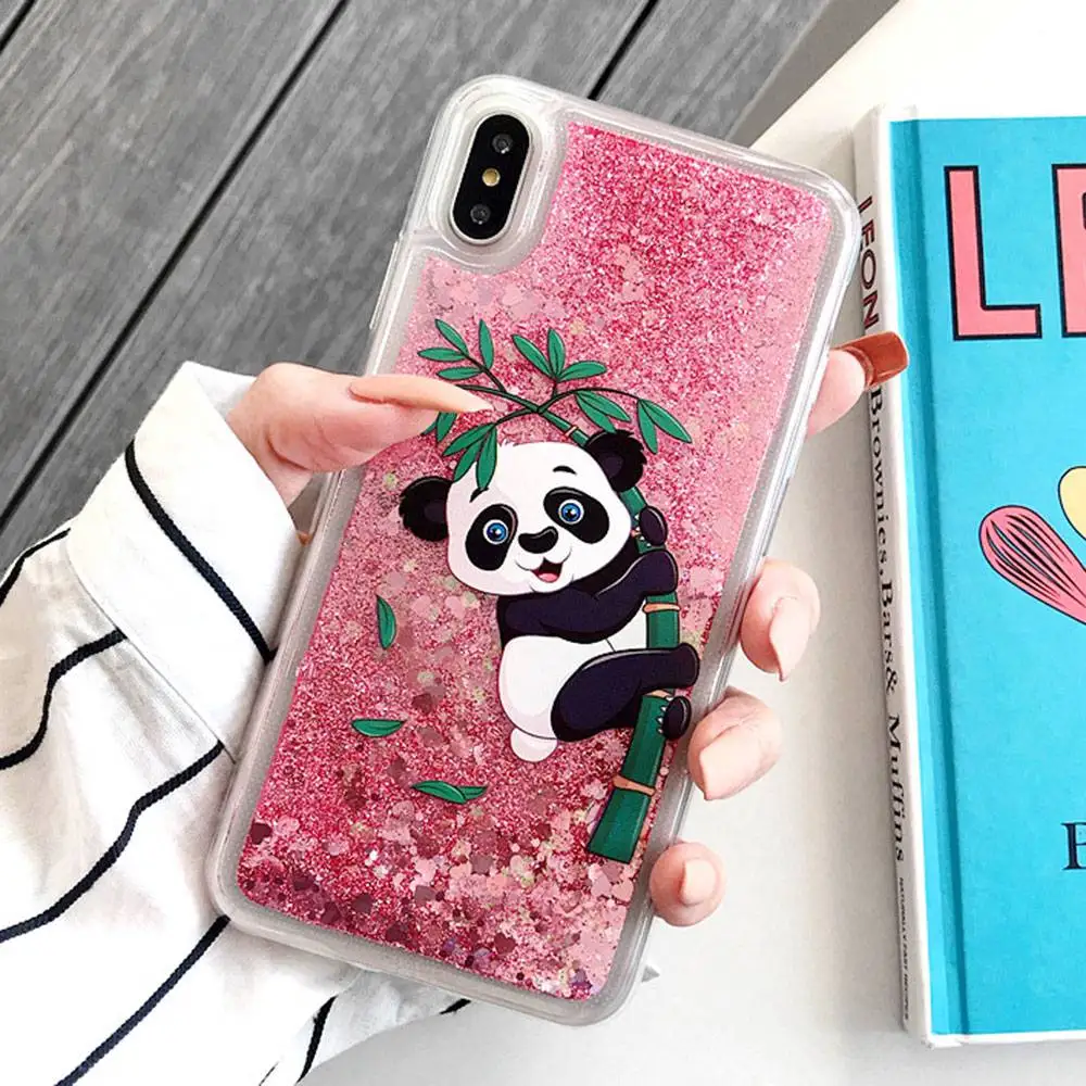 Чехол для телефона KISSCASE Panda iPhone 7 XR XS MAX Funda 8 Plus чехол с жидким песком 6 Coque 6s |