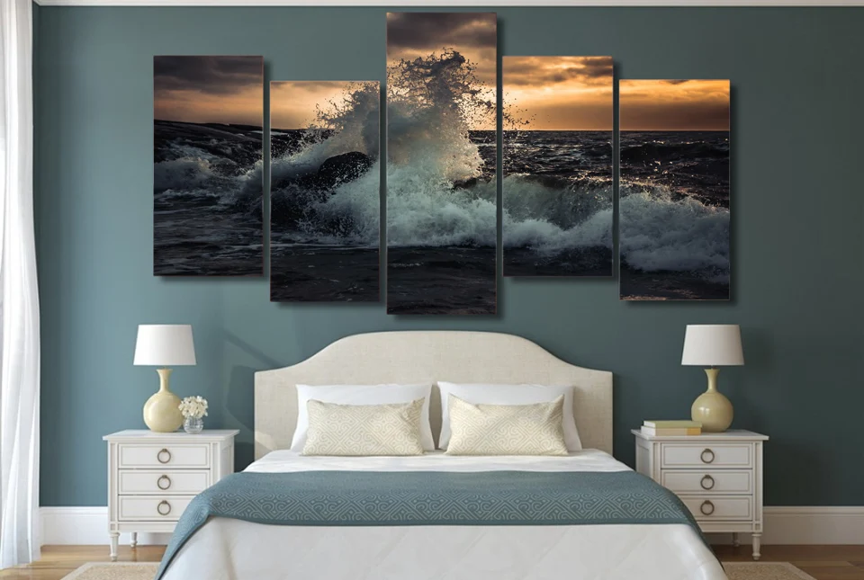 Модульная Pictures Home Decor Холст Картина 5 Панель красивые море самым высоким