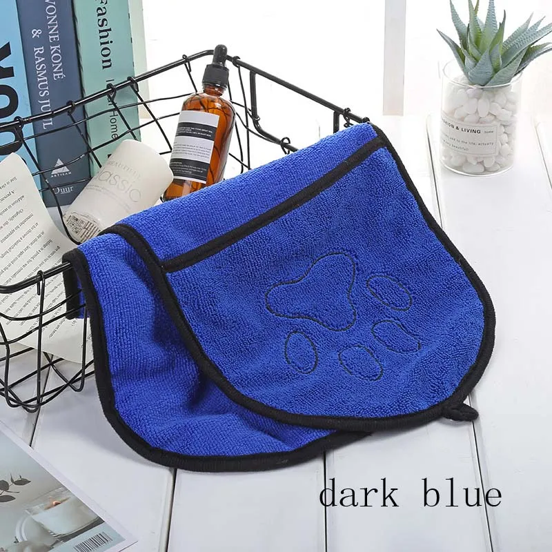 dark blue Полотенце для сушки домашних животных, ультра-абсорбирующее полотенце из микрофибры для собак, банное полотенце с двойным карманом, банные принадлежности - Цвет: dark blue
