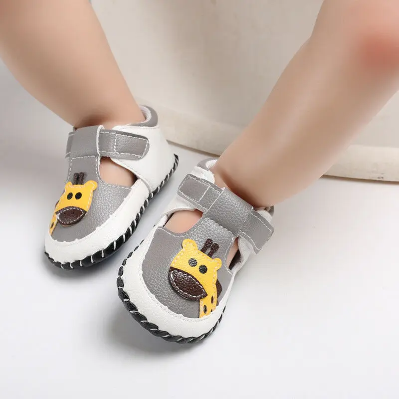 Gray Deer Модные кроссовки для маленьких мальчиков и девочек; кожаная спортивная обувь для кроватки с мягкой подошвой; нескользящая обувь с рисунком оленя; модная детская обувь - Цвет: Gray Deer