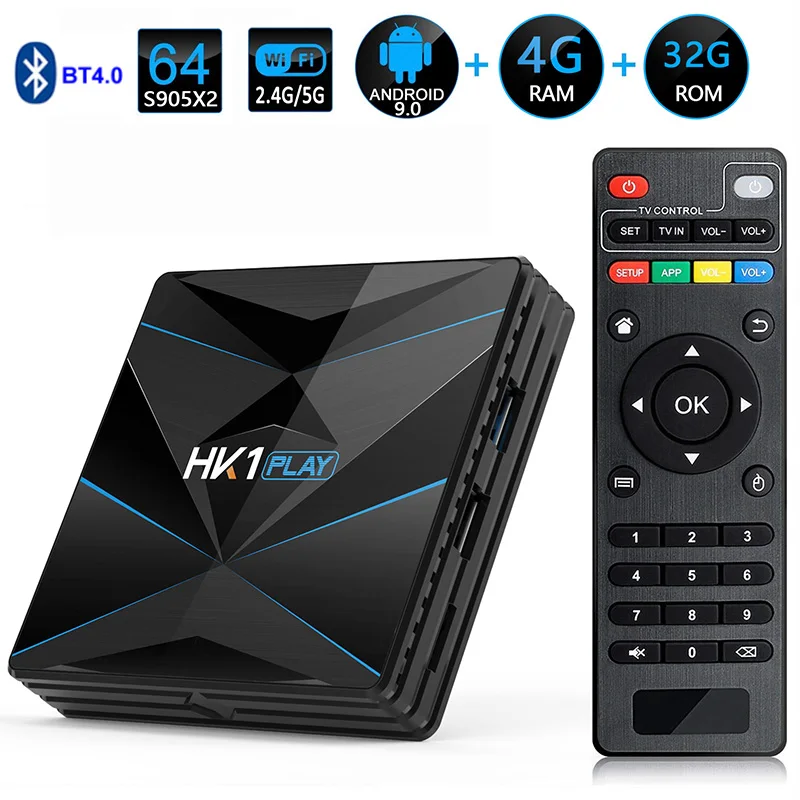 4GB32GB HK1 Play Samrt tv BOX Android 9,0 Amlogic S905X2 Четырехъядерный 4K Google плеер 4G 64G 128G 2,4G/5G двойной Wifi ТВ приставка - Цвет: 4GB32GB