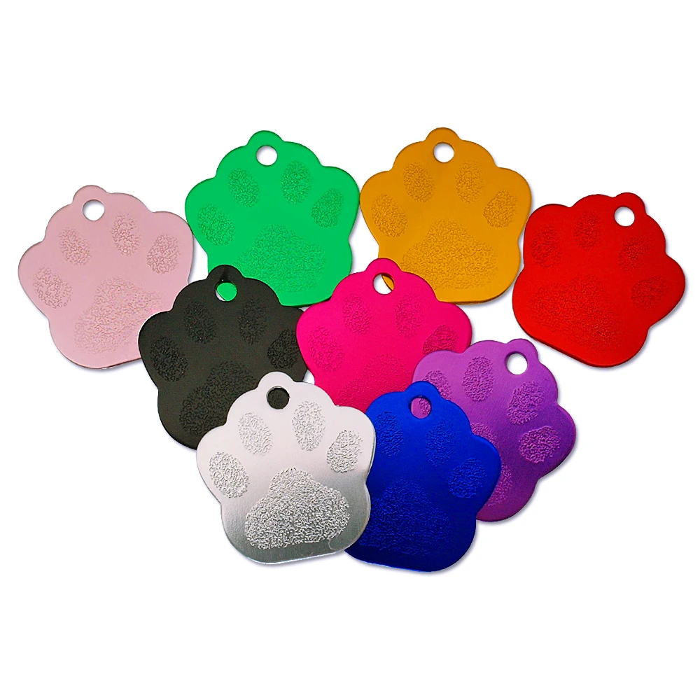 100pcs wholesale dog tag personalized pet collar accessories aluminum custom dog name phone tag military paw bone heart id tags free global shipping