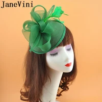 janevini green purple women fascinator feather bridal hat hairband wedding fascinators hats burgundy floral tiaras fleur cheveux