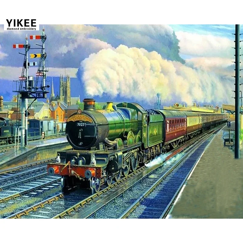 ma242 diamond painting cross stitch full square train scenery | Дом и сад