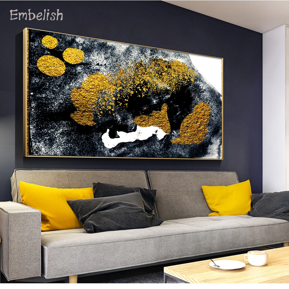 

Embelish 2 Pieces Nordic Style Gold And Black Paint Modern Home Decor Wall Pictures For Living Room HD Canvas Paintings Posters