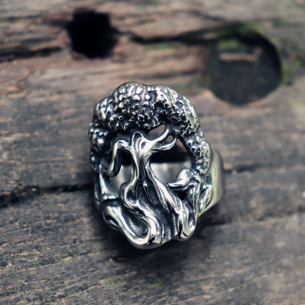 Anel masculino de aço inoxidável yggdasil, anel da mitologia norse, escandinavo para ele, de árvore do mundo, joias viking