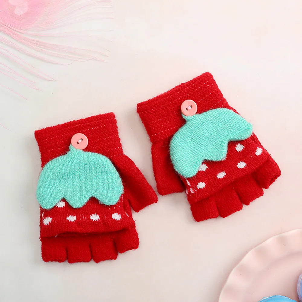 Children Girls Boys Winter Cartoon Umbrella Patchwork Keep Warm Mittens Gloves | Детская одежда и обувь