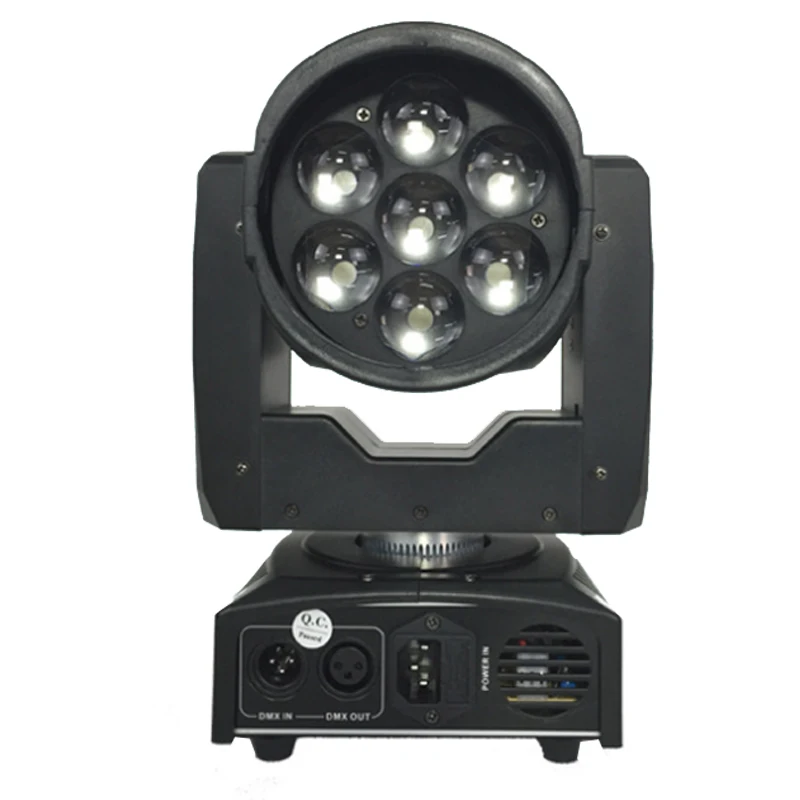 

Hot sale 7pcsx12W 4 in 1 rgbw led mini moving head zoom wash dmx512 stage lighting for bar disco led display 16 control channel