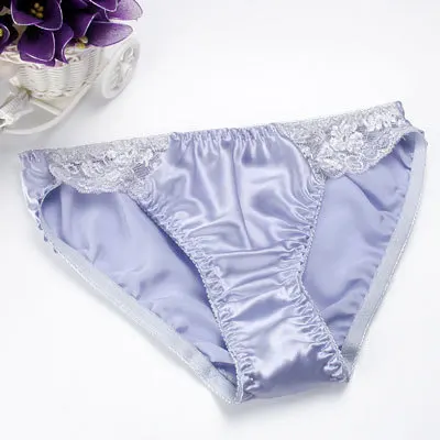 LIGHTBLUE SK001 Шелк тутового шелкопряда женские сексуальные одноцветные Трусы M/L/XL - Цвет: LIGHTBLUE SK001