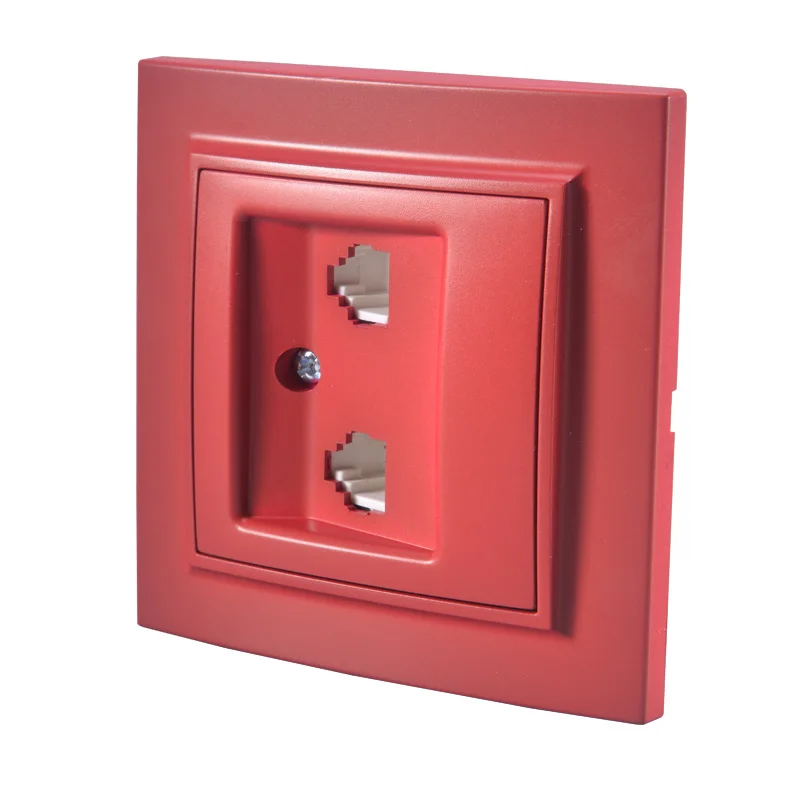 Новая телефонная розетка винного красного цвета RJ11 + евро настенная двойная блок