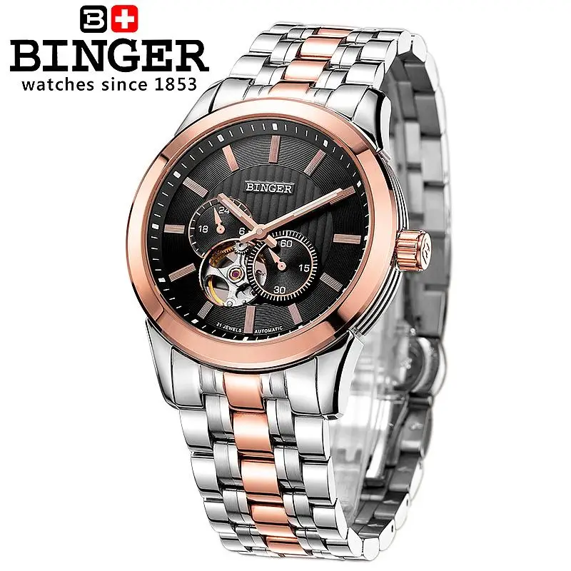 

Switzerland watches men luxury brand BINGER Japan MIYOTA Automatic Mechanical Watches Sapphire Skeleton waterproof BG-0406-4