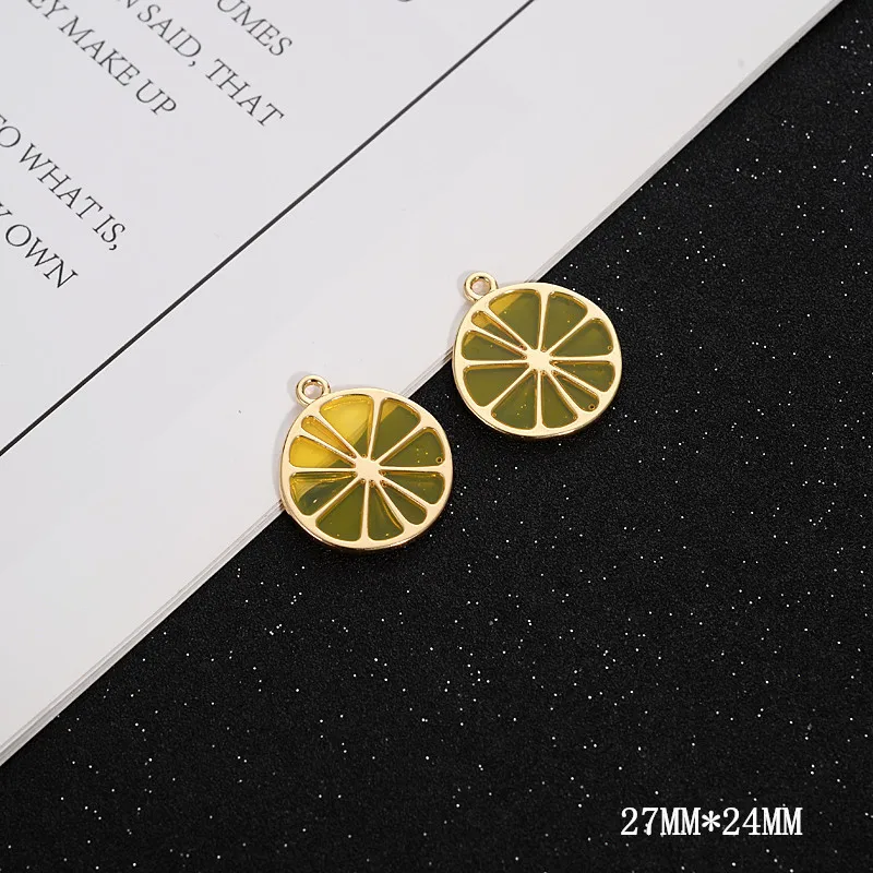 30pc Korea style Gold Color Enamel Fruit Lemon/Watermelon/Strawberry Charm For Earring DIY Handmade Jewelry Making wholesale | Украшения и