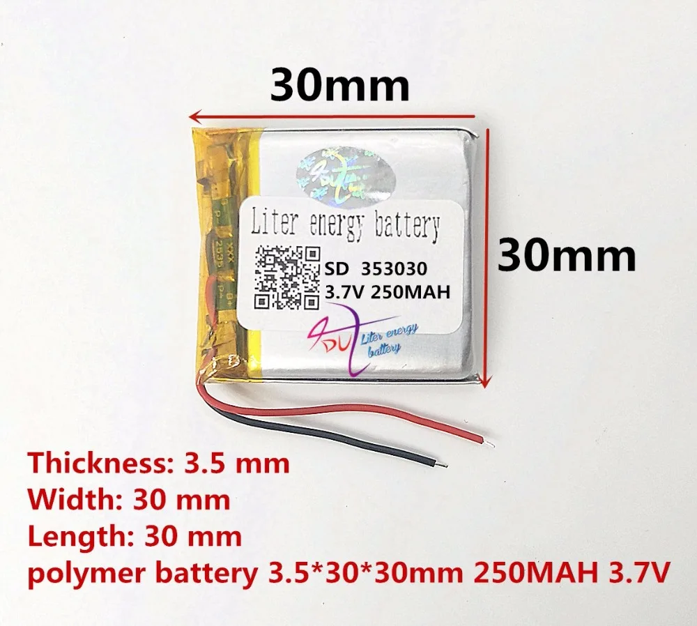 (Бесплатная доставка) (5 шт./лот) 353030 250mah 3 7 V литий полимерный аккумулятор качество