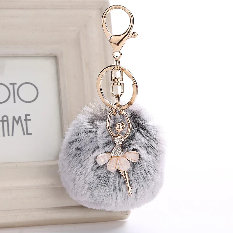 8 см новинка брелок для ключей из кроличьего меха танцевальная балерина Брелоки с
