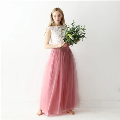 Powder Pink Treutoyeu 3 слоя мягкого фатина невесты Юбки цвет красного вина танец Юбка из сетчатой ткани Винтаж пол Длина Свадебная вечеринка юбка нижняя юбка - Цвет: Powder Pink