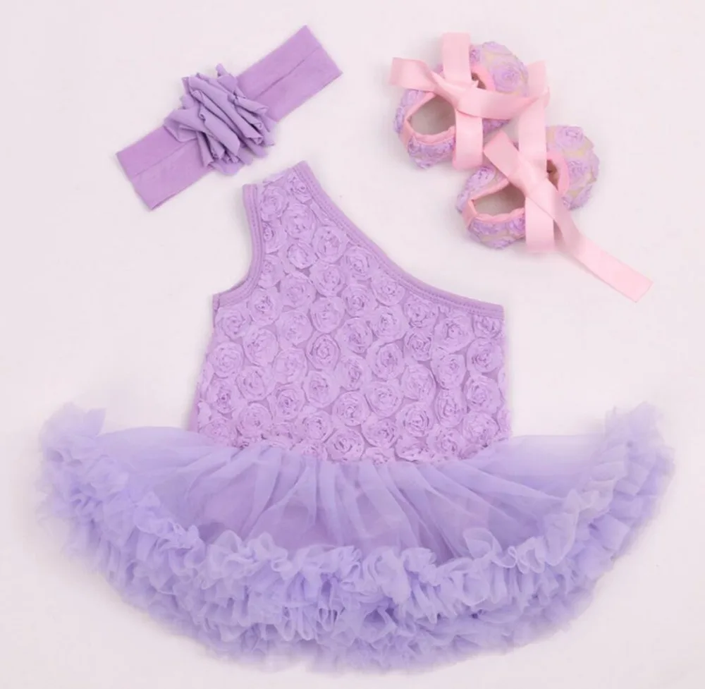 Pinkbabi/Детские комбинезоны 3 шт./компл. 4 однотонных цвета Кружевное платье пачка с