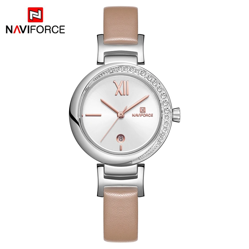 S W NAVIFORCE женские часы лучший бренд класса люкс Женские простые кожаные часы женские модные водонепроницаемые кварцевые наручные часы Reloj Mujer - Цвет: S W