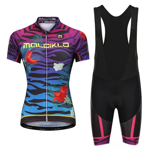 Jersey and bibShorts Одежда для велоспорта бренда malciklo Женские Короткие Sleev открытый спортивный комплект для велоспорта Ropa Ciclismo силиконовый гелевый коврик летнего велокостюм - Цвет: Jersey and bibShorts