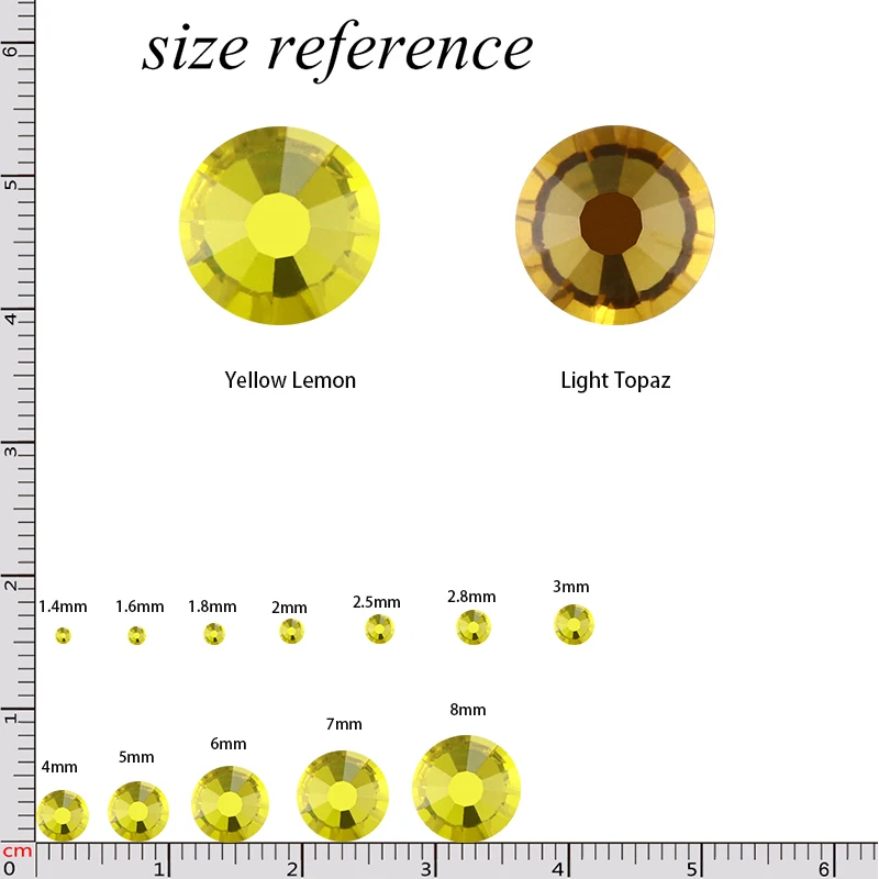 SS20 Топазовый страз Аппликация из желтого стеклянного кристалла с плоской задней стороной для дизайна 3D ногтей DIY стразы Crystal Elements Non HotFix